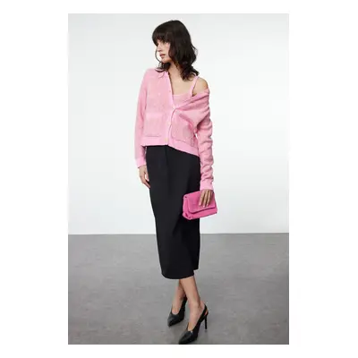 Trendyol Pink Crop Soft Texture Blouse-Cardigan Set Knitwear Cardigan