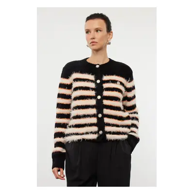 Trendyol Black Soft Texture Jacket Look Knitwear Cardigan