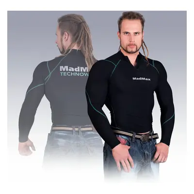 MadMax Compression Long Sleeve T-Shirt with Zipper MSW903 Black and Green