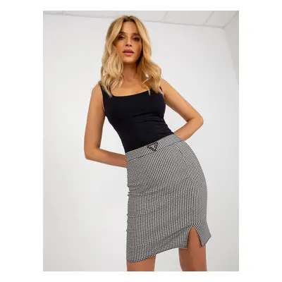 Black and white pencil skirt houndstooth with slit