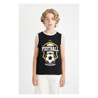 DEFACTO Boy's Crew Neck Printed Undershirt