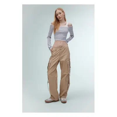 DEFACTO Cool Wide Leg Cargo Gabardine Trousers