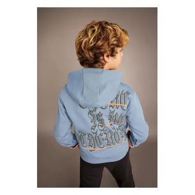 DEFACTO Boy's Printed Hooded Thick Sweatshirt