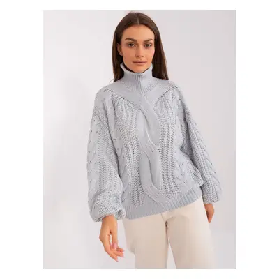 Grey women's oversize turtleneck sweater