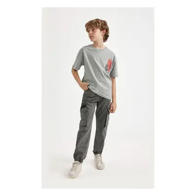 DEFACTO Boys Cargo Jogger Elastic Band Cuff Jeans