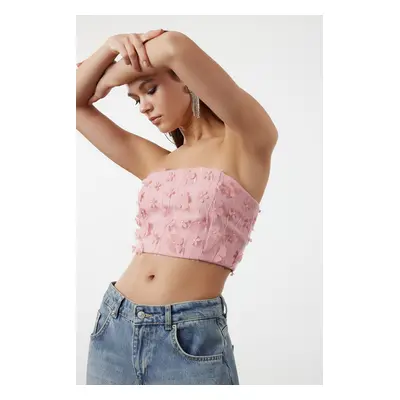 Trendyol Dusty Rose 3D Floral Woven Bustier