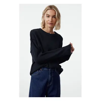 Trendyol Navy Blue More Sustainable Wide Pattern Basic Knitwear Sweater