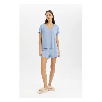 DEFACTO Fall in Love Short Sleeve Pajama Set with Shorts