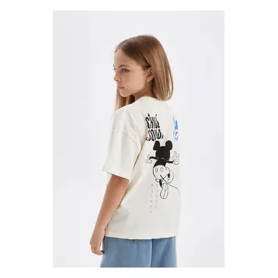 DEFACTO Girls Disney Mickey & Minnie Oversize Fit Crew Neck Short Sleeve T-Shirt