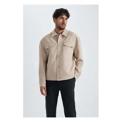 DEFACTO Relax Fit Polo Neck Cotton Lined Coat