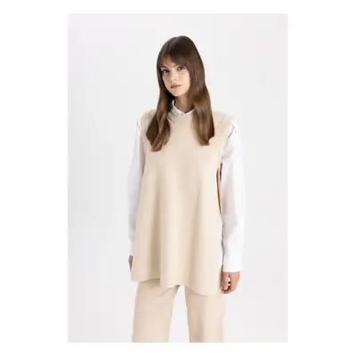 DEFACTO Regular Fit Crew Neck Knitwear Basic Long Sweater