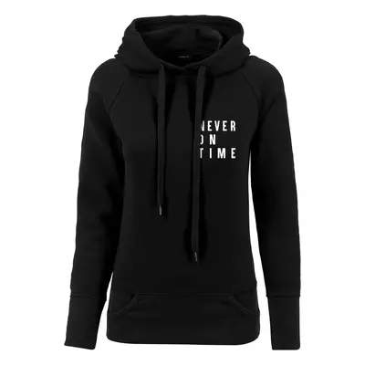 Ladies Never On Time Hoody Black