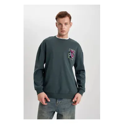 DEFACTO Comfort Fit Crew Neck Printed Sweatshirt