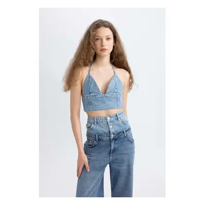 Afra x DeFacto Barbell Crop Jean Blouse