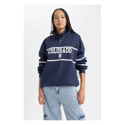 DEFACTO Oversize Fit Half Zipper Thick Sweatshirt