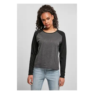 Women's contrasting raglan long sleeves charcoal/black