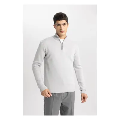 DEFACTO Standard Fit High Neck Zippered Sweater