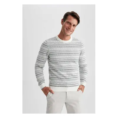 DEFACTO Standard Fit Patterned Crew Neck Sweater