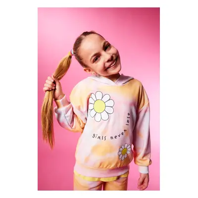 DEFACTO Girl's Hooded Floral Patterned Thick Sweatshirt