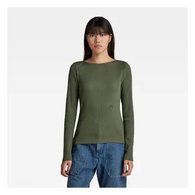 G-STAR T-shirt - Slim rib boatneck l\s wmn green