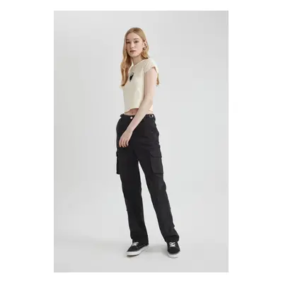 DEFACTO Cool Straight Fit Cargo Gabardine Trousers