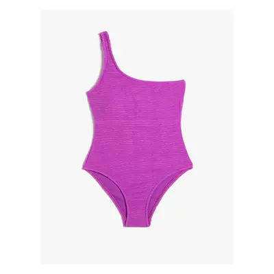 Koton One Shoulder Swimsuit Textured