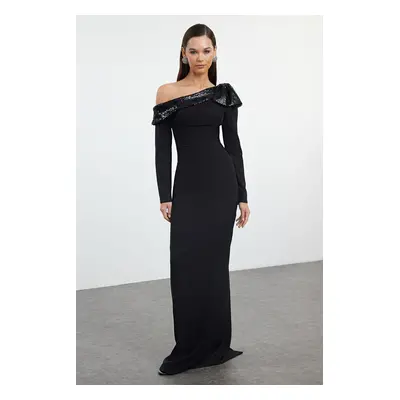 Trendyol Black Plain Regular Unlined Woven Evening Dress & Graduation Dress