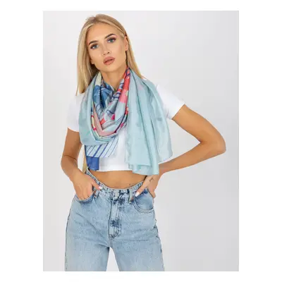 Blue thin scarf with print