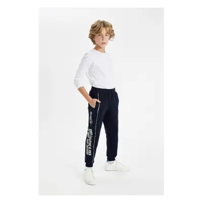 DEFACTO Boy Navy Blue Printed Elastic Waist Leg Pocket Thick Jogger Sweatpants