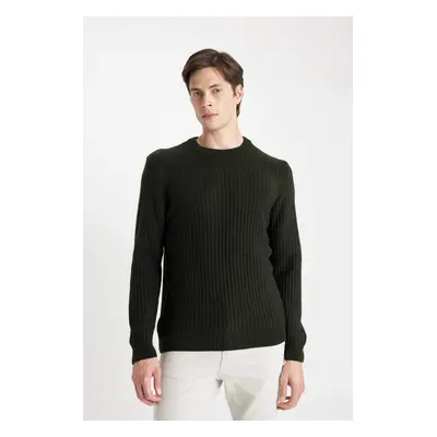 DEFACTO Standard Fit Crew Neck Waffle Sweater