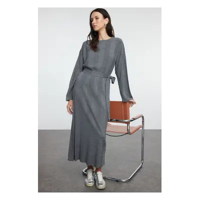 Trendyol Anthracite Wide Ribbed Knit Dress