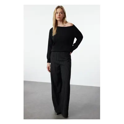 Trendyol Black Wool Boat Neck Basic Knitwear Sweater