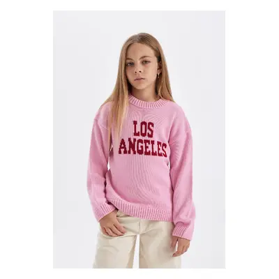 DEFACTO Girl's Oversize Fit Crew Neck Sweater