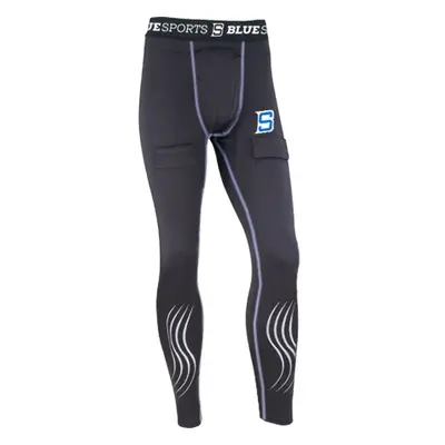 Blue Sports Compression SR trousers with jockstrap