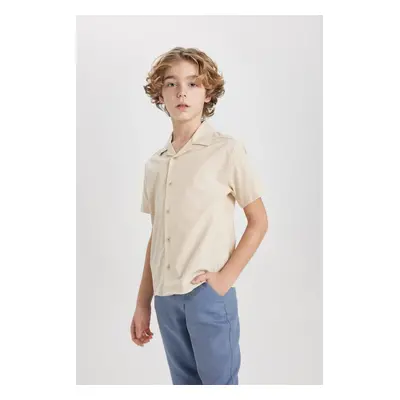 DEFACTO Boy Oversize Fit Polo Collar Seersucker Textured Short Sleeve Shirt