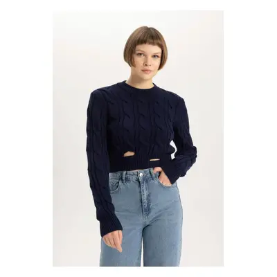 DEFACTO Crop Crew Neck Sweater