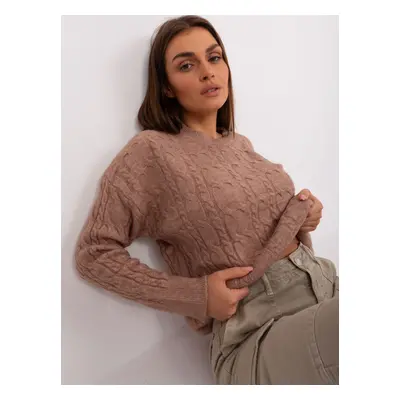 Dark beige women's sweater with braids