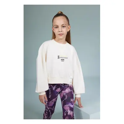 DEFACTO Girl's Crew Neck Printed Sweatshirt