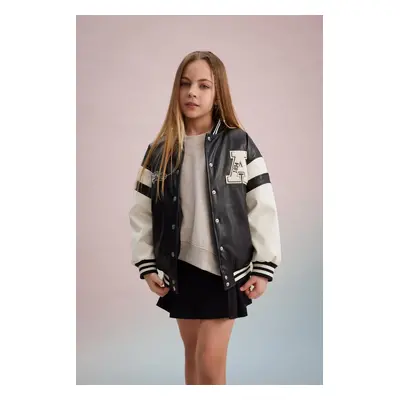 DEFACTO Girls Waterproof College Collar Bomber Coat