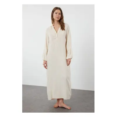 Trendyol Beige Laced Viscose Woven Nightgown