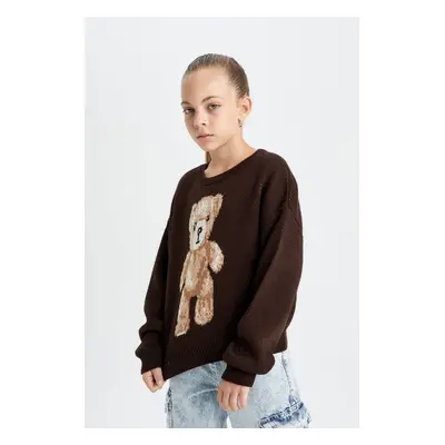 DEFACTO Girl Oversize Fit Crew Neck Sweater