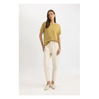 DEFACTO Paperbag Pocketed Paperbag Waist Standard Leg Gabardine Trousers