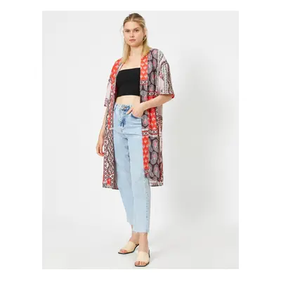 Koton Women's Red Patterned Kimono