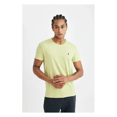 DEFACTO Fit Men's Yellow Slim Fit Slim Cut Crew Neck Sports Short Sleeve T-Shirt