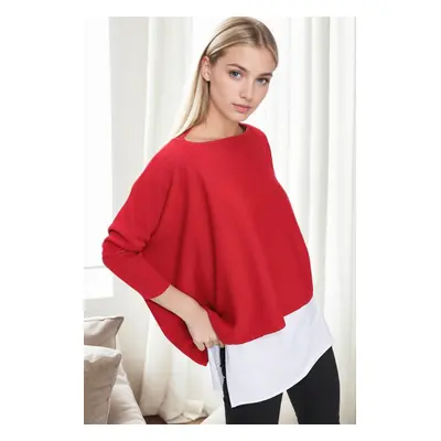 81734 Dewberry Knitwear Womens Poncho-RED