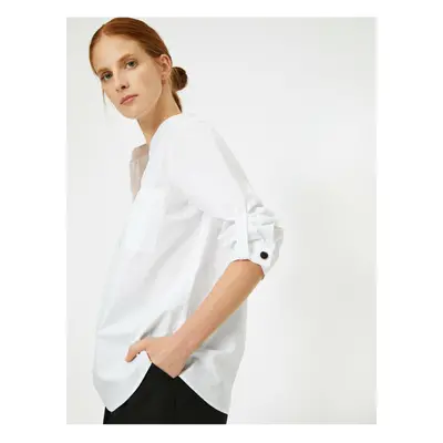 Koton Women's Button Detailed Poplin Blouse