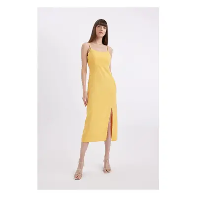 DEFACTO Linen Blend Strappy Maxi Dress