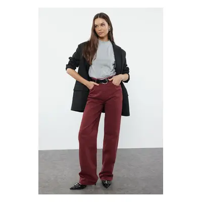 Trendyol Claret Red High Waist Wide Leg Jeans