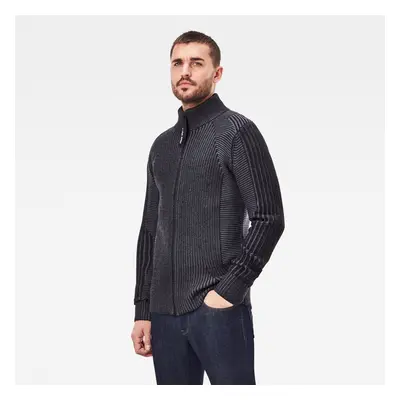 G-STAR Sweater - Plated 3D Biker Zipper Through Knit - Grey