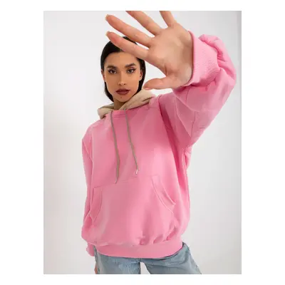 Pink and beige basic hoodie